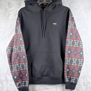 Hooey Hoodie Mens Medium Black Aztec Print Sleeves Western Rodeo Pullover